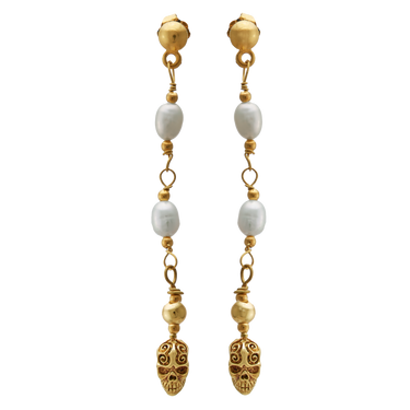 Aretes perla y Calavera Garigol